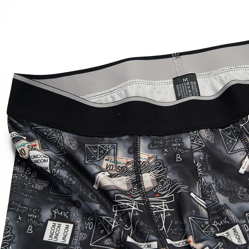 Cross border European and American men's printed tight underwear, sports men's boxer shorts, extended hot spring swimming trunks, men's shorts