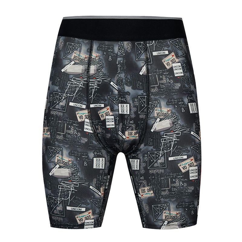 Cross border European and American men's printed tight underwear, sports men's boxer shorts, extended hot spring swimming trunks, men's shorts