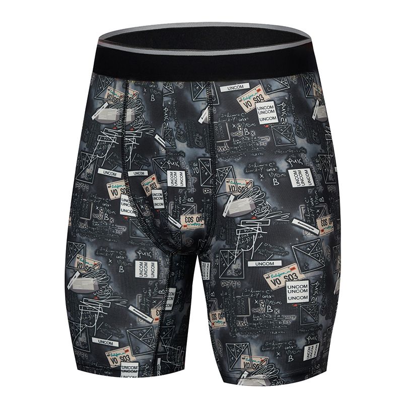 Cross border European and American men's printed tight underwear, sports men's boxer shorts, extended hot spring swimming trunks, men's shorts
