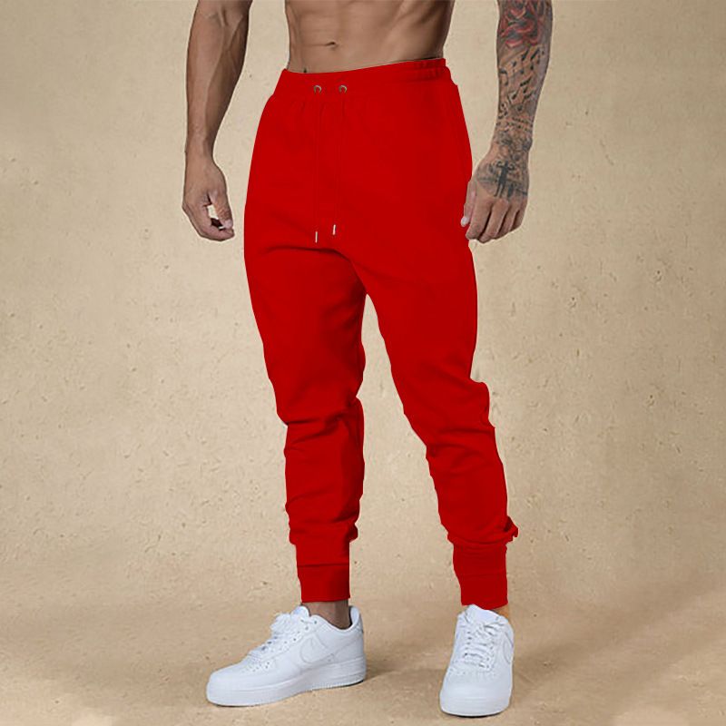 2025 Cross border Autumn New Men's Casual Pants with European and American Personality, Versatile Multi color Slimming Tie Rope Men's Small Foot Pants