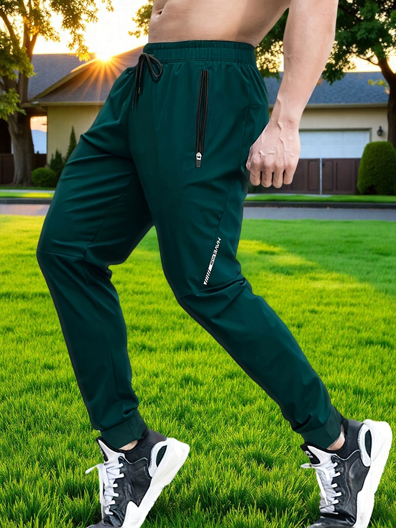 Summer Outdoor Ice Silk Thin Men's Casual Pants Korean Wave Quick drying Elastic Leg Tight Sports Pants Men's Cross border Wholesale