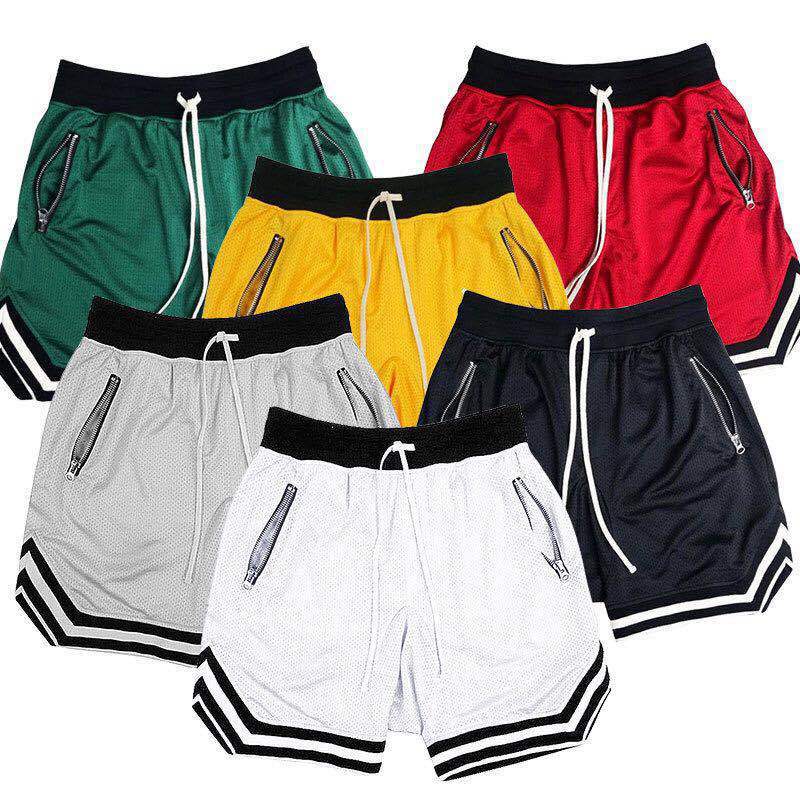 Summer muscle partner running basketball training thin mesh sports shorts men's breathable fitness five quarter pants