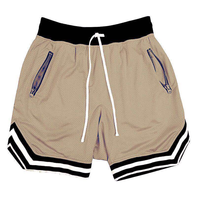 Summer muscle partner running basketball training thin mesh sports shorts men's breathable fitness five quarter pants