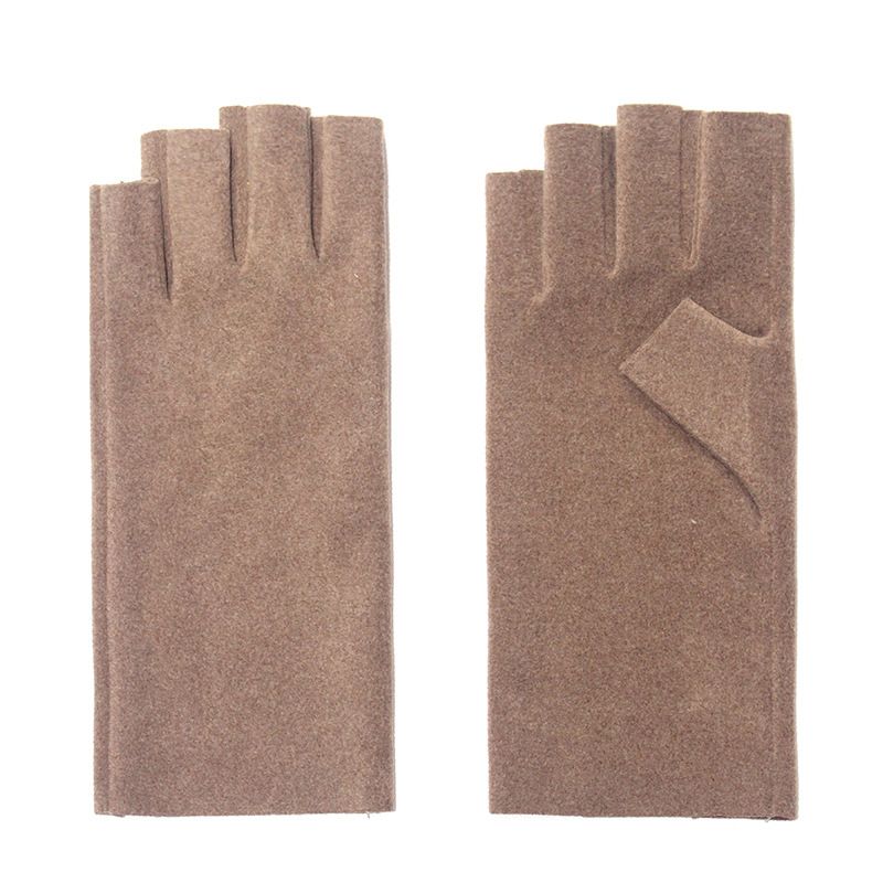 New autumn and winter German velvet warm gloves for women, exposed touch screen touch screen repair, slimming effect, and velvet indoor office half finger gloves