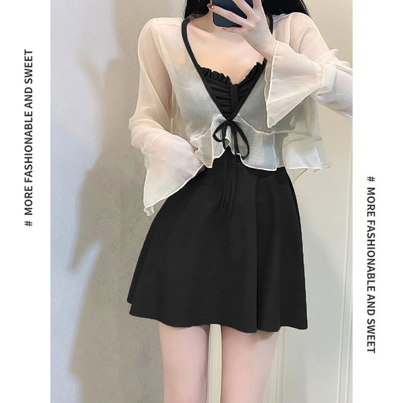Swimsuit for women 2025 new summer one-piece slimming conservative skirt style avocado green high-end and sexy hot spring swimsuit