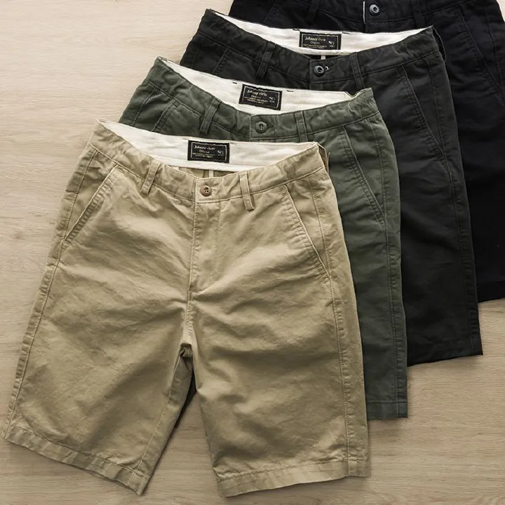 Work pants summer texture washed men's casual shorts trendy men's Japanese solid color trend versatile slim fit five quarter pants