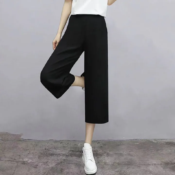 Wide leg pants for female students, Korean version, loose and versatile, spring and summer high waist slimming straight leg pants, women's trendy, slightly elastic and comfortable