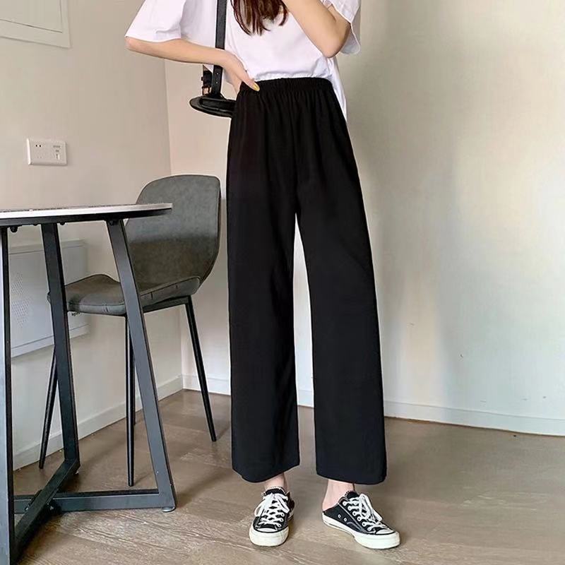 Wide leg pants for female students, Korean version, loose and versatile, spring and summer high waist slimming straight leg pants, women's trendy, slightly elastic and comfortable