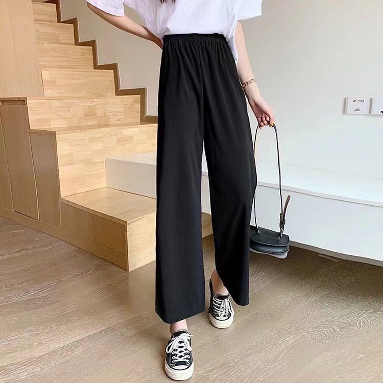 Wide leg pants for female students, Korean version, loose and versatile, spring and summer high waist slimming straight leg pants, women's trendy, slightly elastic and comfortable