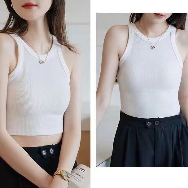 Spring and summer hot girl short suspender hanging neck vest for women's new style, versatile for external wear, slim fit for internal wear, sleeveless bottom top
