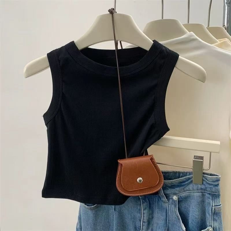Spring and summer hot girl short suspender hanging neck vest for women's new style, versatile for external wear, slim fit for internal wear, sleeveless bottom top