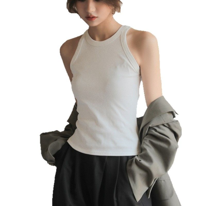 Spring and summer hot girl short suspender hanging neck vest for women's new style, versatile for external wear, slim fit for internal wear, sleeveless bottom top