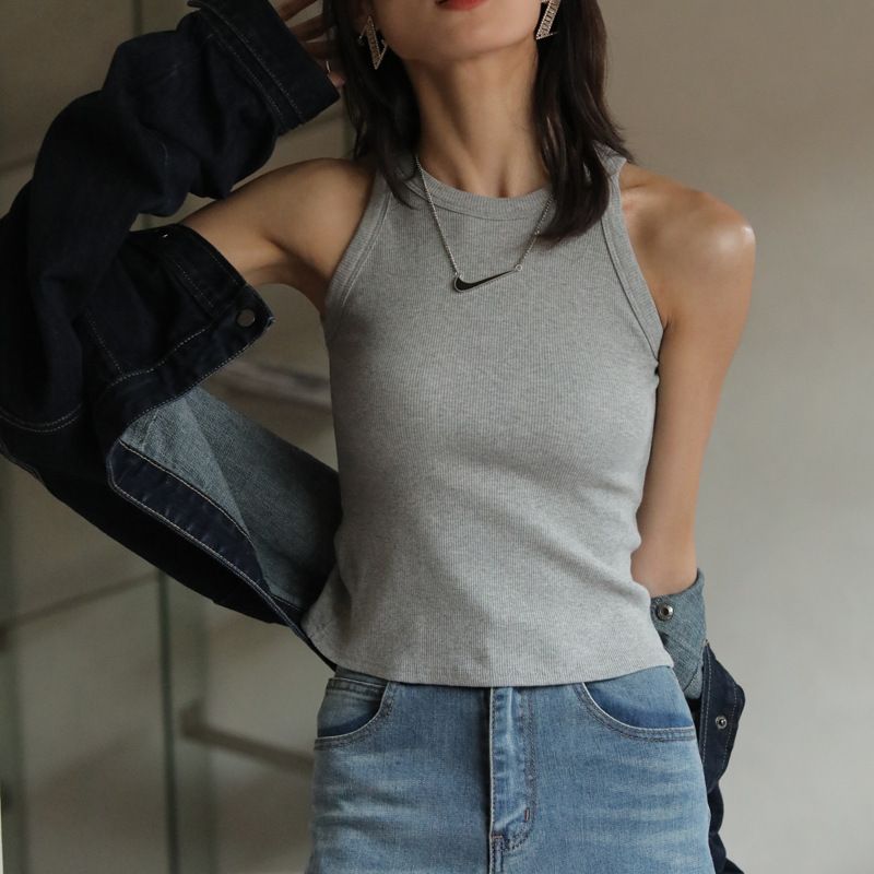 Spring and summer hot girl short suspender hanging neck vest for women's new style, versatile for external wear, slim fit for internal wear, sleeveless bottom top