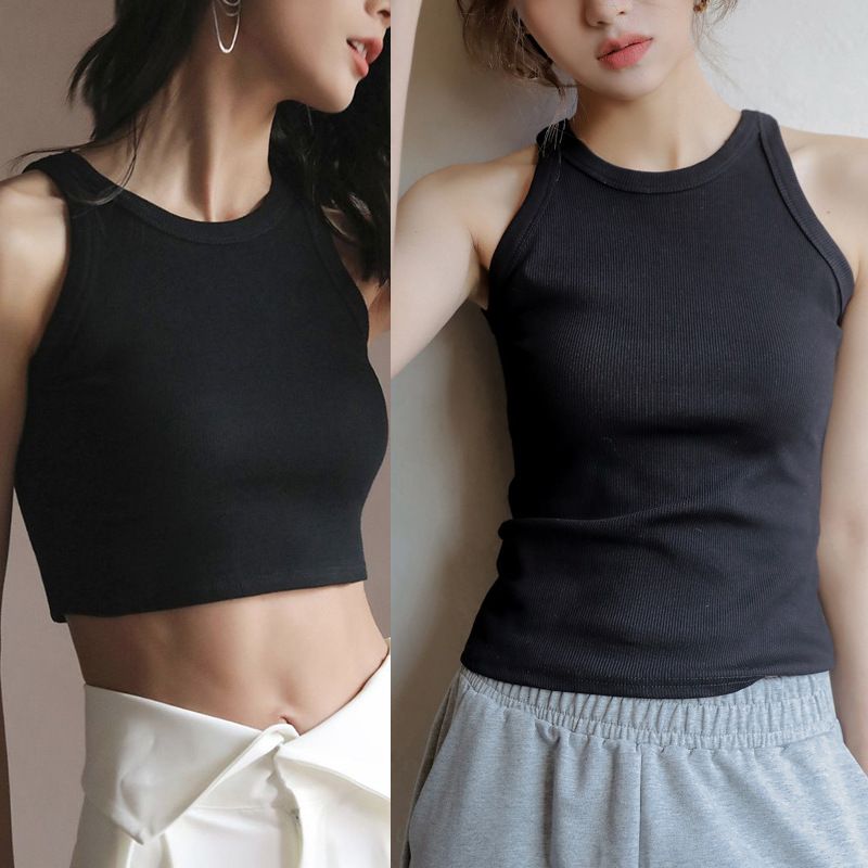 Spring and summer hot girl short suspender hanging neck vest for women's new style, versatile for external wear, slim fit for internal wear, sleeveless bottom top