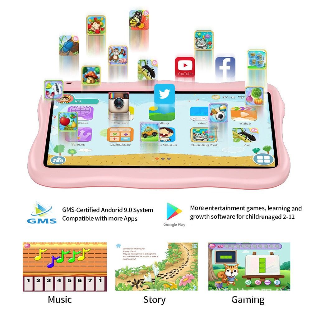 7-Inch Kids Tablet – Astronaut Edition, Android System, 10GB RAM + 256GB Storage, Preloaded with Learning and Game ,Music, Story Apps