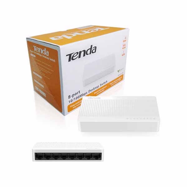 Tenda S108 8-Port Ethernet Switch | 200Mbps Full Duplex | Plug & Play | Compact Design | Energy-Efficient | Reliable Home & Office Networking