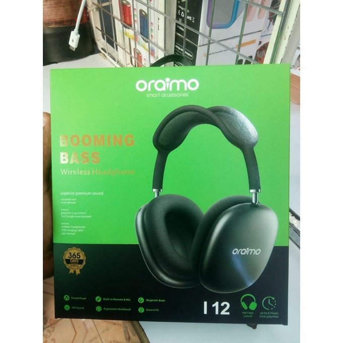 Oraimo I12 Wireless Bluetooth Headphones | Noise Cancelling | 40mm Drivers | 400mAh Battery | Built-in Mic | TF Card Support | Gaming & Everyday Use