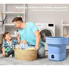 UPGRADED Mini Washing Machine, Foldable Washer Spin Dryer with Drain Basket, Portable for Travel Wash 8L