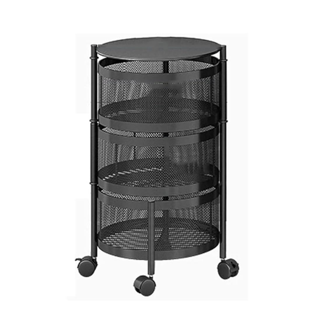 4-Layer Rotating Storage Rack for Kitchen with Wheels and Swivel, Fruit Basket Hard Plastic, Multifunctional Vegetable Storage