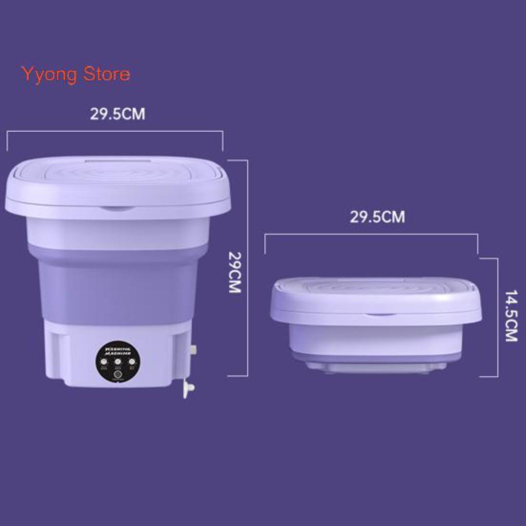 UPGRADED Mini Washing Machine, Foldable Washer Spin Dryer with Drain Basket, Portable for Travel Wash 8L