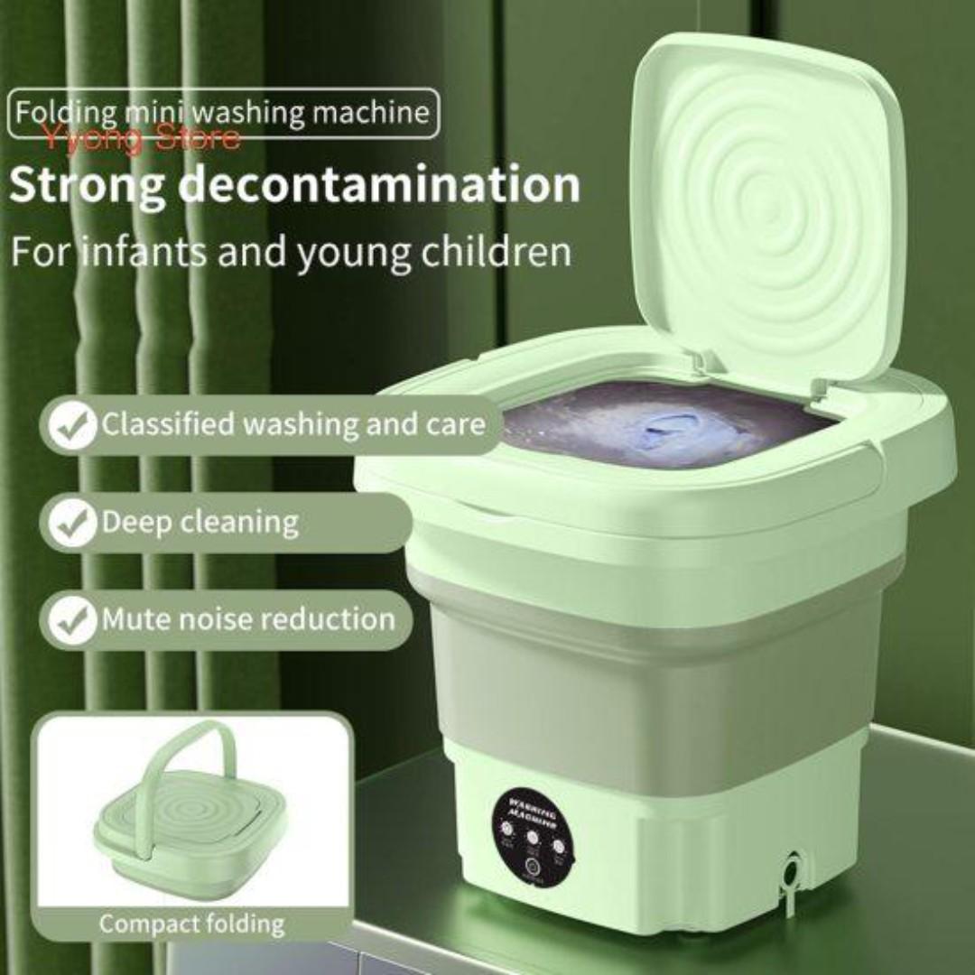 UPGRADED Mini Washing Machine, Foldable Washer Spin Dryer with Drain Basket, Portable for Travel Wash 8L