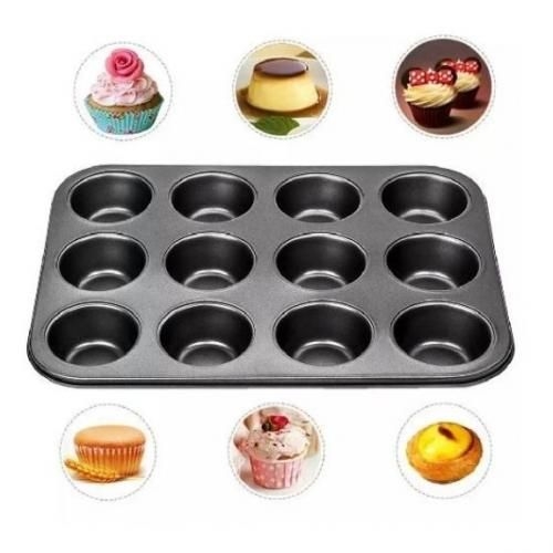 12hole cupcake baking tin Non‑Stick Surface Helps baked goods release easily and makes cleaning simpler. Oven‑Safe Designed to withstand high baking temperatures