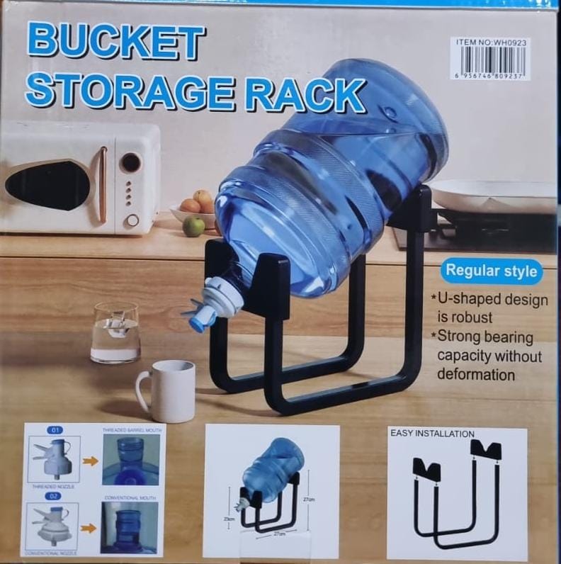 Heavy Duty Water Dispenser Bucket Storage Rack with Tap Cork (0.6kg) - U-Shaped Metal Stand for 5 Gallon / 18.9L Water Barrels, Manual Spigot Nozzle for Home & Office - Space-Saving Bench Top Rack