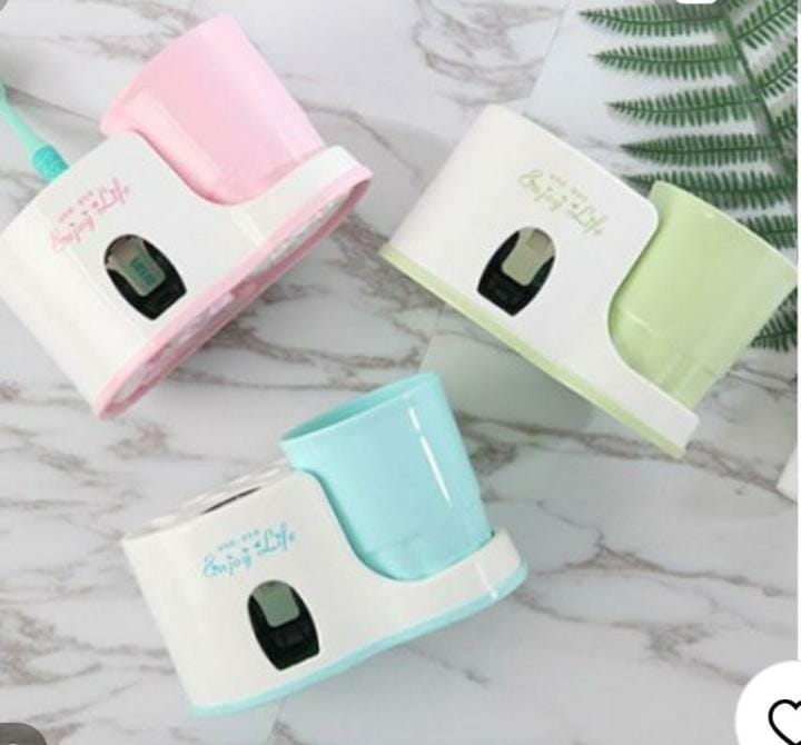 Automatic Toothpaste Dispenser Wall Mount Dust-proof Toothbrush Holder Wall Mount Bathroom Accessories Set Squeezer