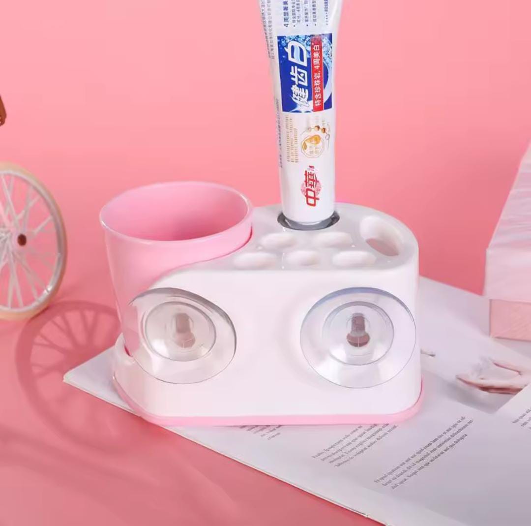 Automatic Toothpaste Dispenser Wall Mount Dust-proof Toothbrush Holder Wall Mount Bathroom Accessories Set Squeezer