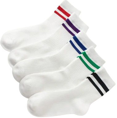 BACK TO SCHOOL OFFER!! Fashion WHITE GIRLS SCHOOL SOCKS/Fashion 6 Pairs Comfy Cotton Red/ Green Stripes Boys/Girls School Socks. Comfortable, Breathable and Stretchy Socks