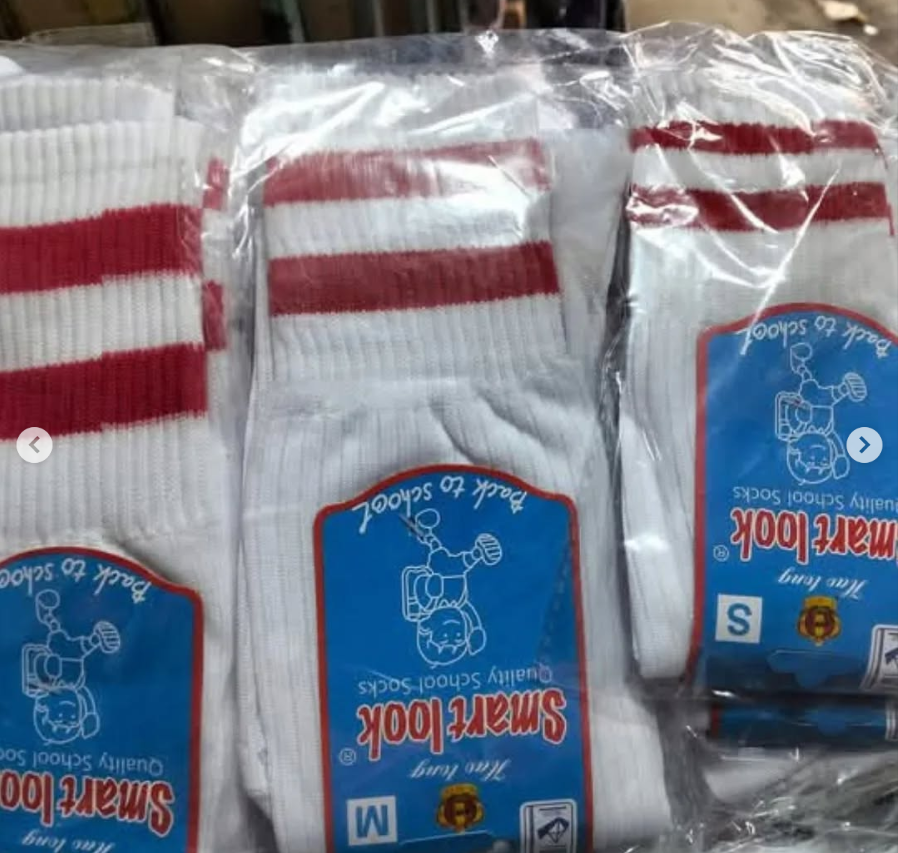 BACK TO SCHOOL OFFER!! Fashion WHITE GIRLS SCHOOL SOCKS/Fashion 6 Pairs Comfy Cotton Red/ Green Stripes Boys/Girls School Socks. Comfortable, Breathable and Stretchy Socks