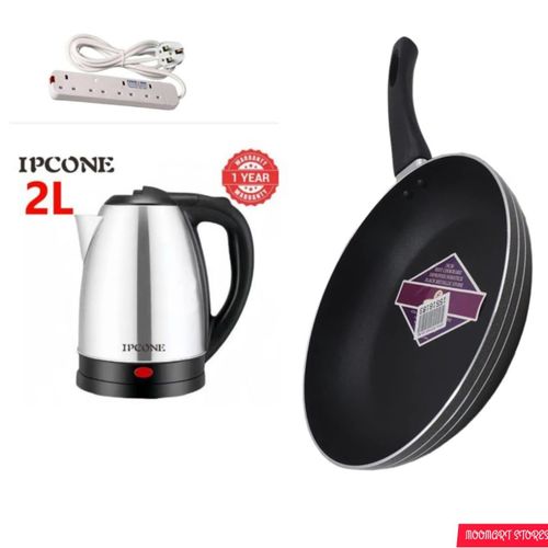 COMPLETE KITCHEN COMBO🦋IPCONE 2L Stainless Steel Electric Kettle + 26cm Non-Stick Frying Pan + FREE 4-Way Power Extension🎀Boil faster, cook smarter, and power more with this IPCONE kitchen essential