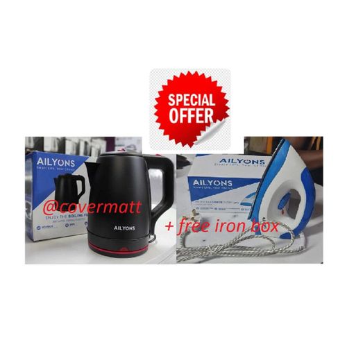 🦋AILYONS NEW ARRIVAL 2.2L Elegant Automatic Water Heater & Boiler Jug,Cordeless + FREE Quality Dry Iron Box🤮2.2litre cordless electric kettle that boils water 85% more efficient than stove top kettl