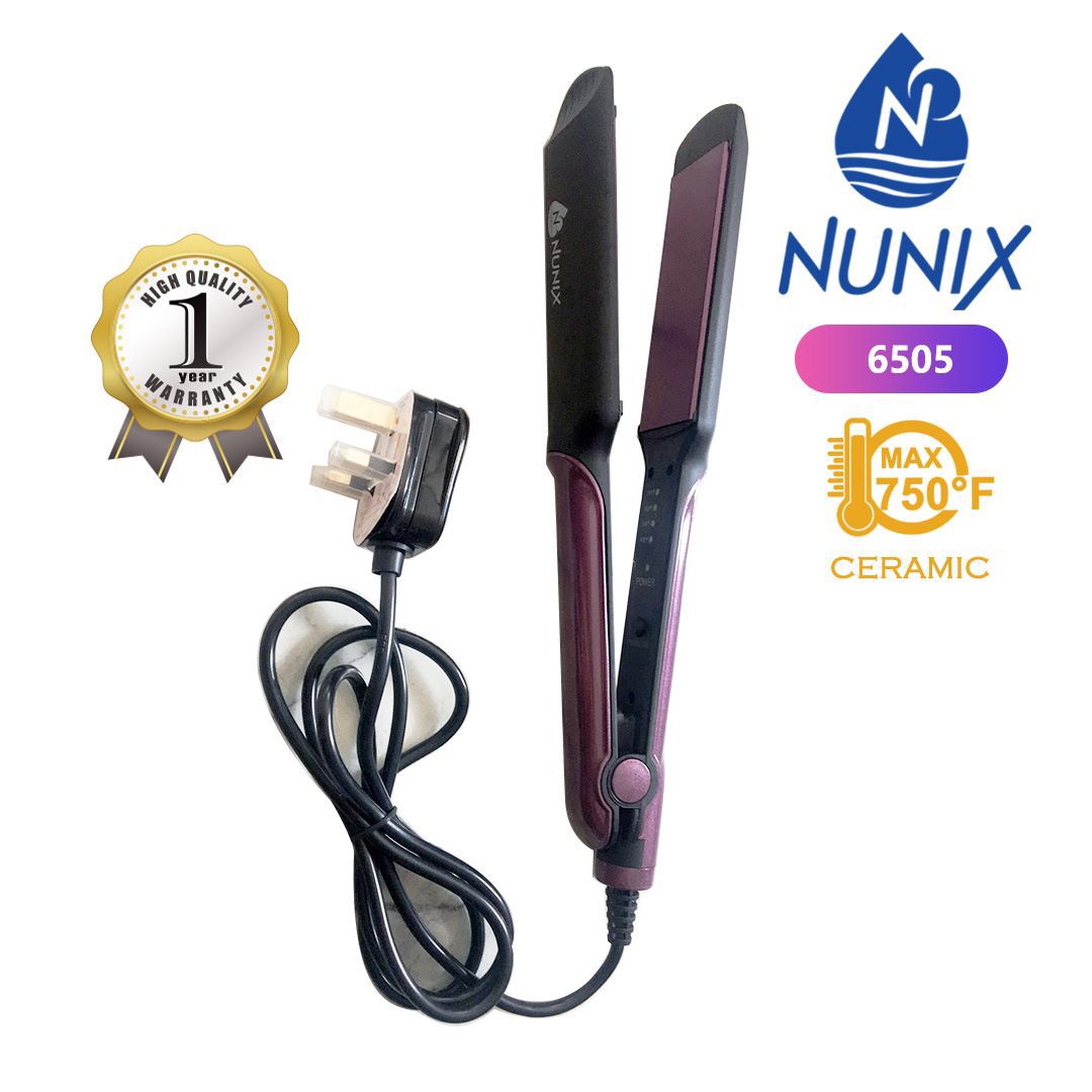 ON STOCK🔥Nunix Professional Hair Straightener Flat Iron🎉Equipped with ultra-smooth ceramic tourmaline plate, professional material for hair straightener and reduces harm to hair
Four levels of tempe