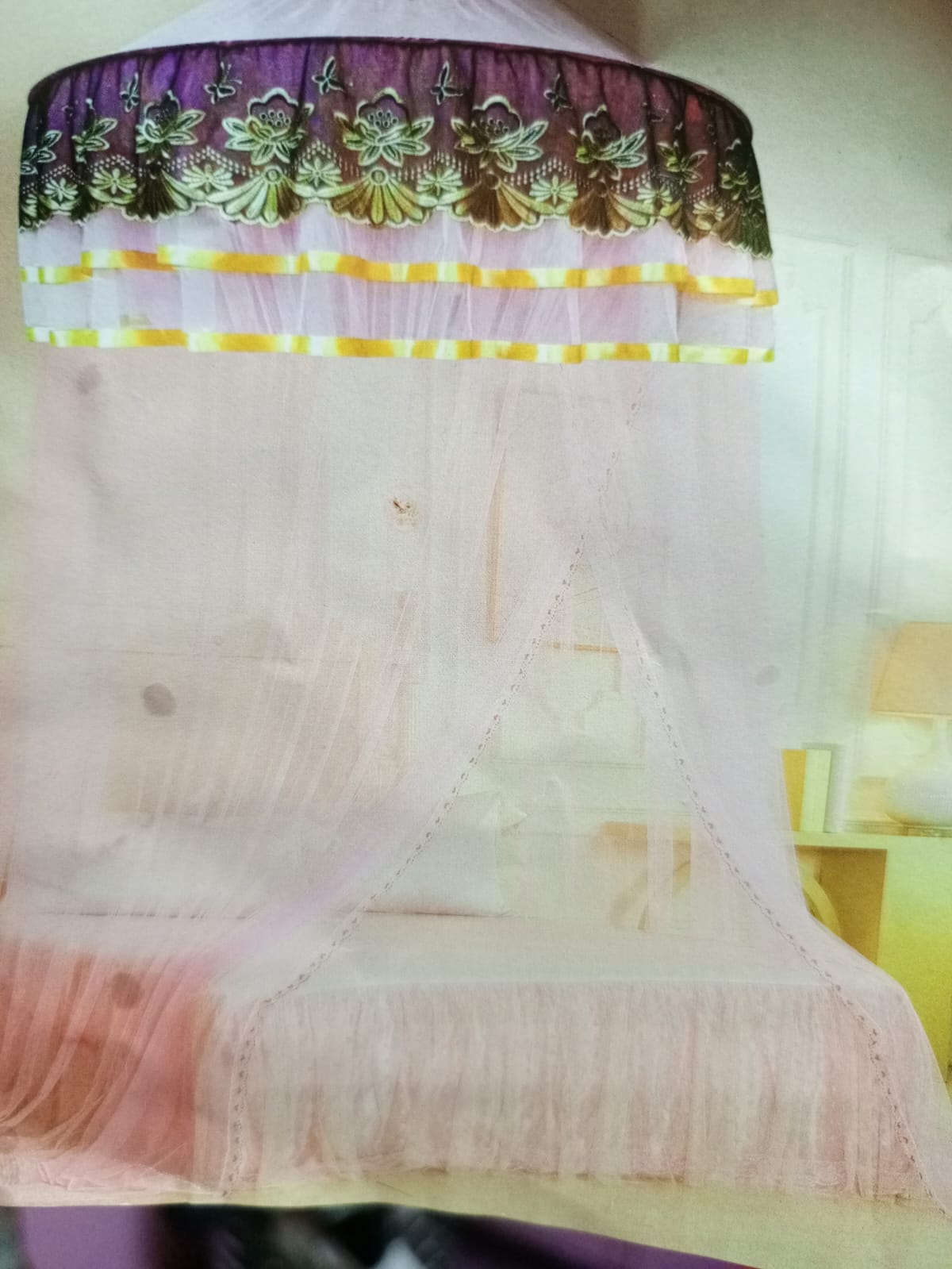 ◼️ Very strong polyester 🎇Premium King Size Circular Canopy Mosquito Net - Luxury Hanging Round Hoop Bed Canopy - High-Density Reinforced Polyester Mesh - Universal Fit Protective Bed Netting for Mas