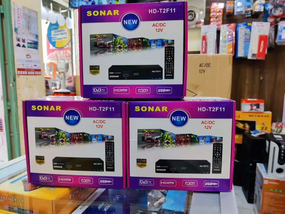 Sonar Free To Air 1080P Full HD Digital Set Box Decoder No Monthly Subscriptions🥰(high efficiency video coding). Suitable for all free receivable DVB-T2 programs emitted in Kenya. 
Compatible with DV