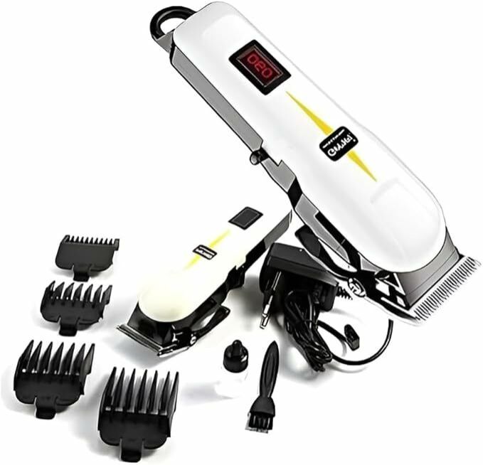 😻 Offer price While Stocks Last💃O'LEAR SALON High Quality KINYOZI Professional Cordless Rechargeable Machine Hair Trimmer Clipper Shaving Machine Kinyozi With Battery LCD Display - White🔥delivers p