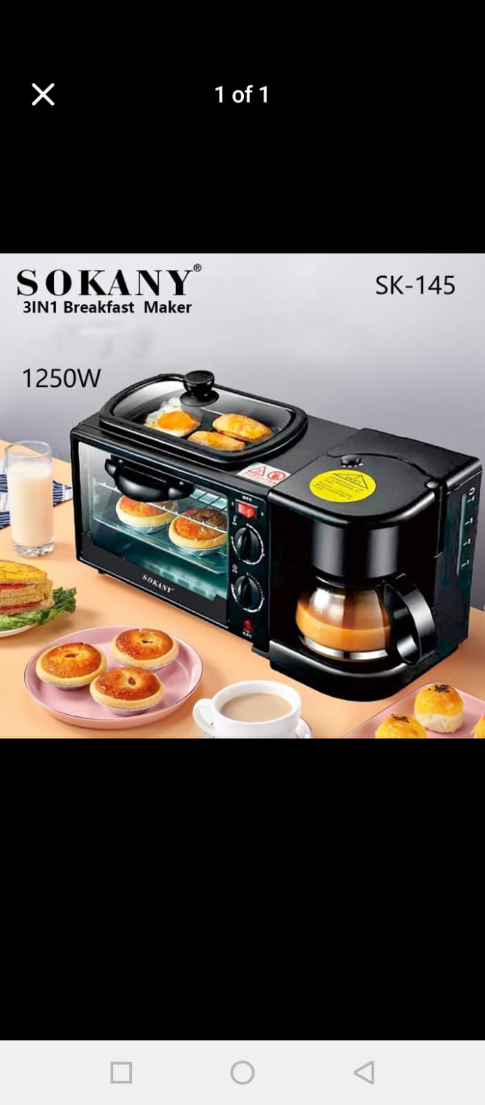 🦋NEW ARRIVAL🎇Sokany 3 In 1 Breakfast Machine - Oven, Grill And Coffee Maker. Compact and Space Saving Design.🎊Choose between your desired settings - grill, toast/bake, Warm/Heat, or oven off. The i