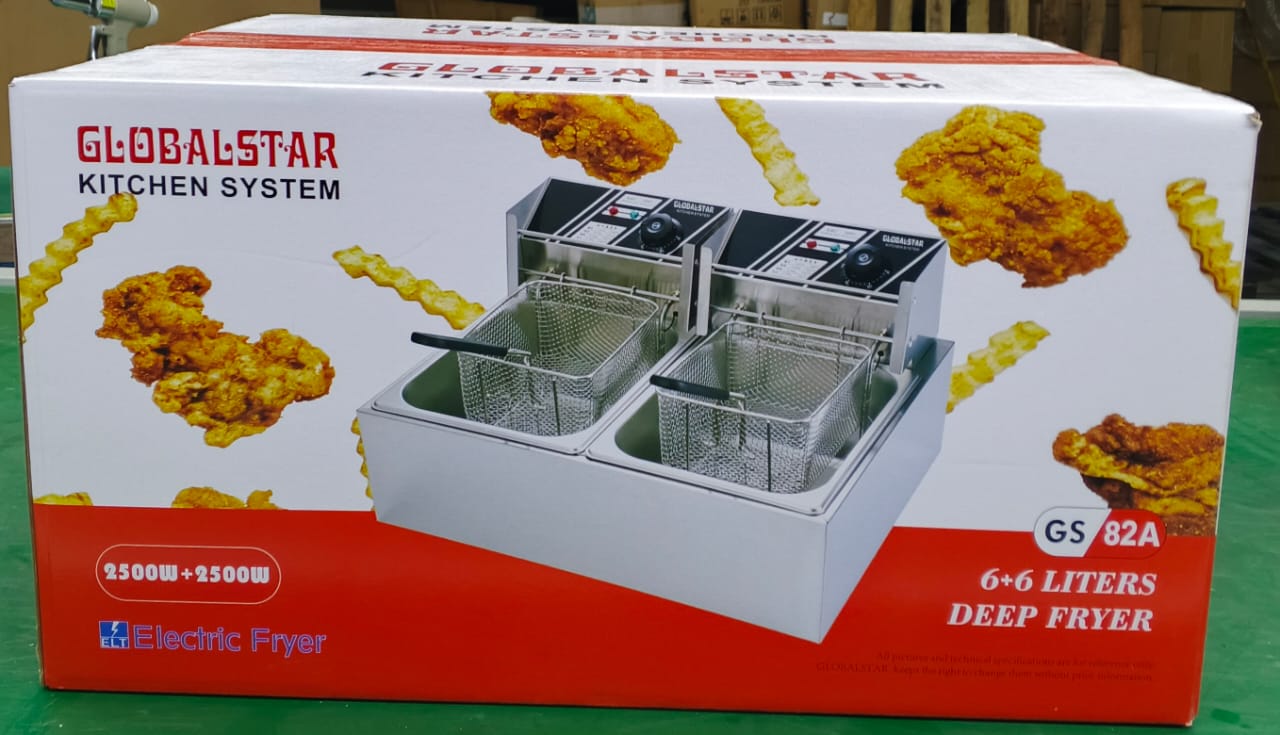 🤮DONT MISS OUT🎇Globalstar Double Tank 6+6LT CHIPS/CHICKEN Stainless Steel double Deep Fryer 🎇Stainless steel deep fryer for quick & simple frying
Tank capacity: 6L
Adjustable temperature control (6