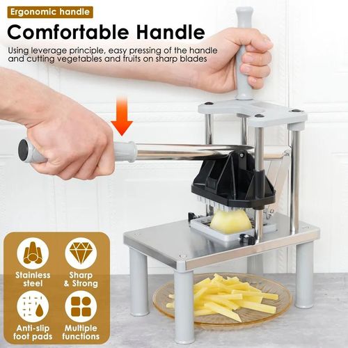 HIGH QUALITY GOOD HELPER HUANPU HEAVY DUTY POTATO CHIPPER (2 CHIPS SIZE OPTION) PROFESSIONAL POTATO CUTTER STAINLESS STEEL WITH 1/2-INCH BLADE GREAT FOR POTATOES😶‍🌫️Made of high quality stainless st