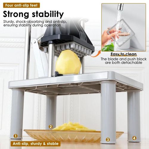 HIGH QUALITY GOOD HELPER HUANPU HEAVY DUTY POTATO CHIPPER (2 CHIPS SIZE OPTION) PROFESSIONAL POTATO CUTTER STAINLESS STEEL WITH 1/2-INCH BLADE GREAT FOR POTATOES😶‍🌫️Made of high quality stainless st