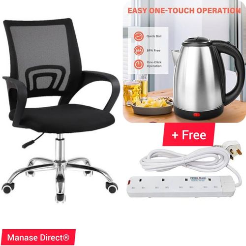 Ergonomic Office Chair, Home Desk Chairs with Wheels,Mesh Office Chair,Computer Chair,Swivel Chair,Mesh Gaming Chair for Adults + FREE 2 LITRES KETTLE+4WAY POWER EXTENSION🎇high back office chair,the