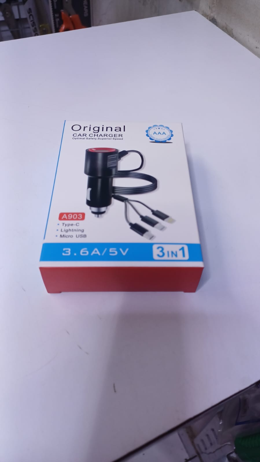 ON STOCK🔥Car Fast Charger With 3 In 1 Cable  Compatible With IPhone/SamsungAll Type C Devices☀️output to safely and quickly charge any of your smartphones in the car. A must have accessory on the go