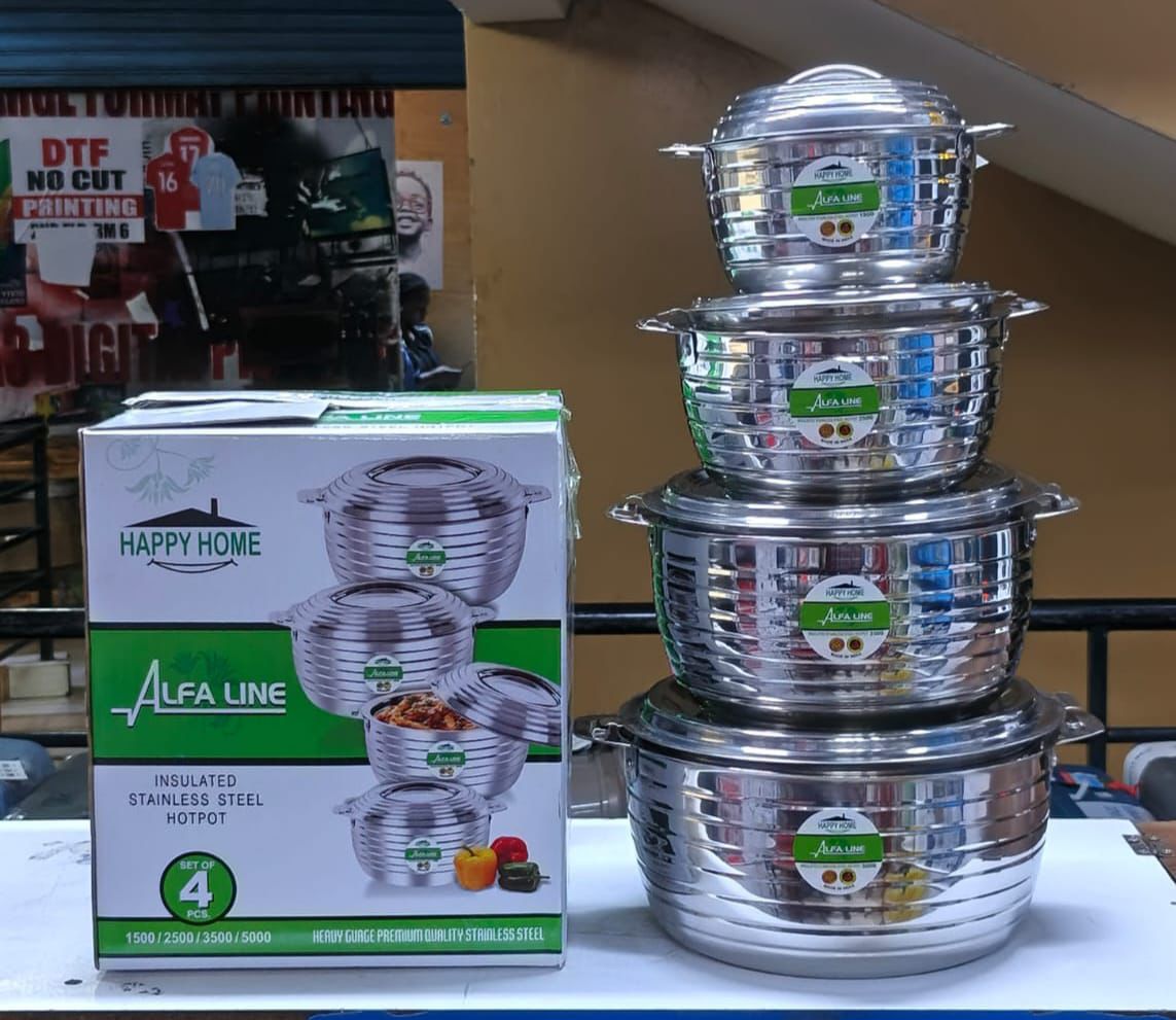 High-quality, heat-resistant 📍📍Happy Home 4 pcs Hotpot Set 1500ml 2500ml 3500ml 5000ml Durable Heat-Resistant☀️ Soup Pots Ideal for Family Meals, Hot Soups, Stews and Buffet Serving in Kitchen