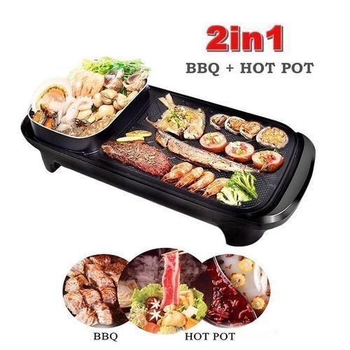 RESTOCKED🔥🔥2 In1 Electric BBQ Grill Plus Hot Pot /Baking Pan🎇Made  of alluminium alloy die-casting,embossing at the bottom of the pot,.multispeed thermostat fast heating can adapt to temperature re