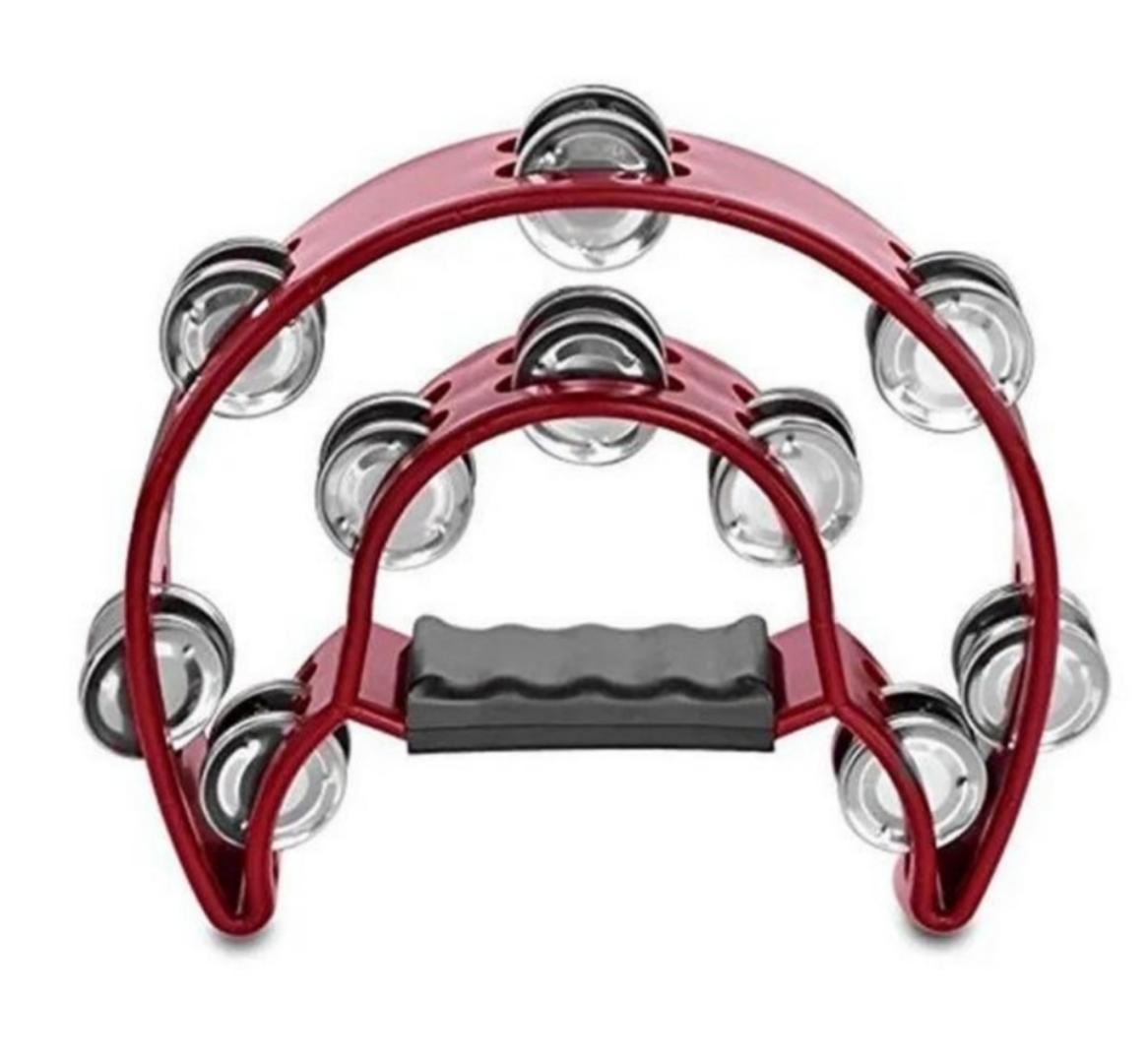 Half Moon Musical Tambourine Double Row Metal Jingles Hand Held Percussion