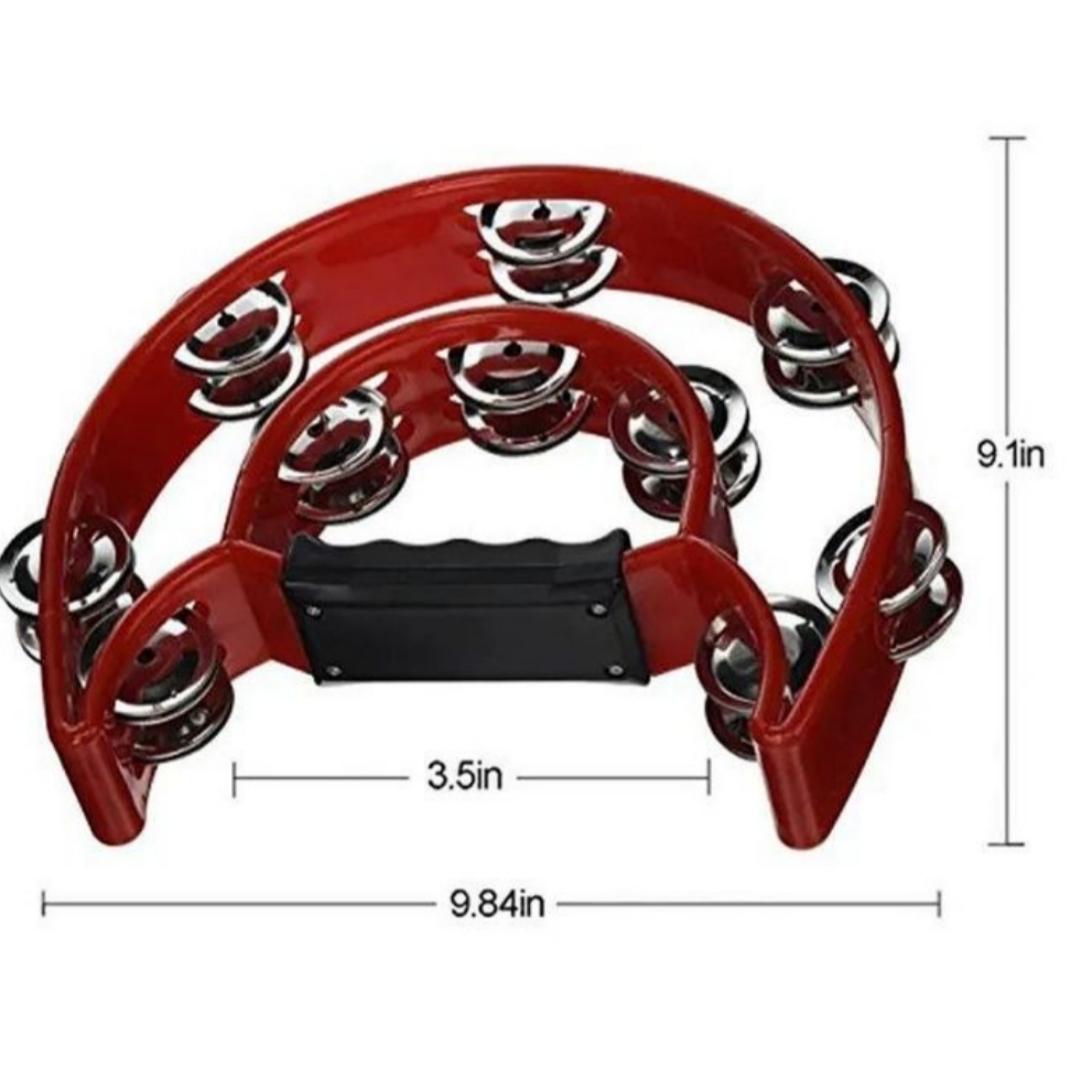 Half Moon Musical Tambourine Double Row Metal Jingles Hand Held Percussion