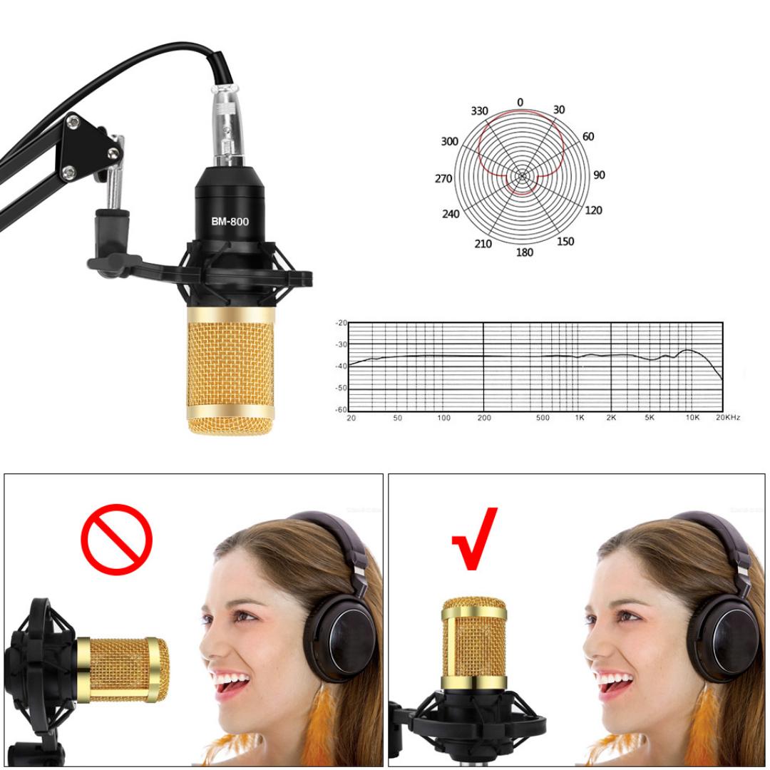 BM 800 condenser Microphone kit with V8 sound card for podcasting