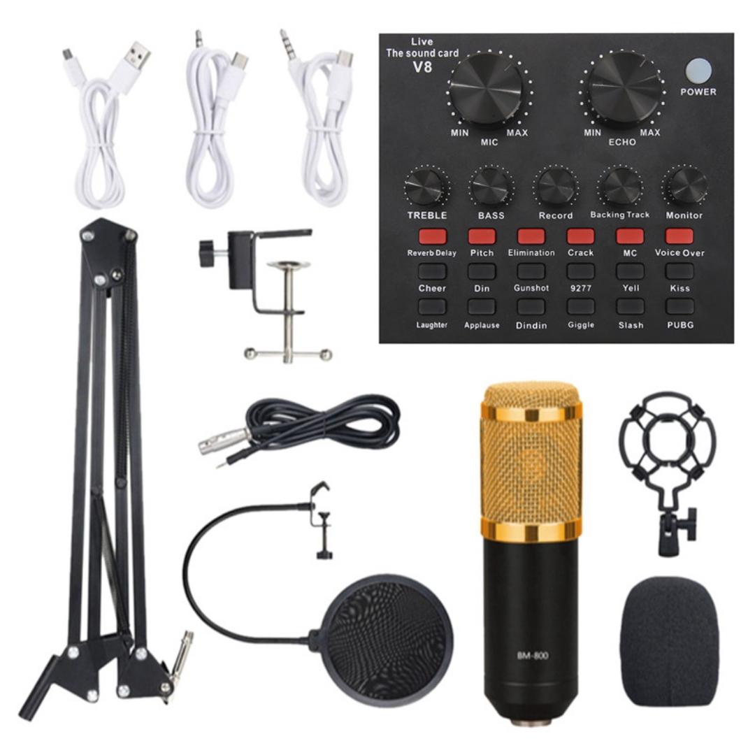 BM 800 condenser Microphone kit with V8 sound card for podcasting
