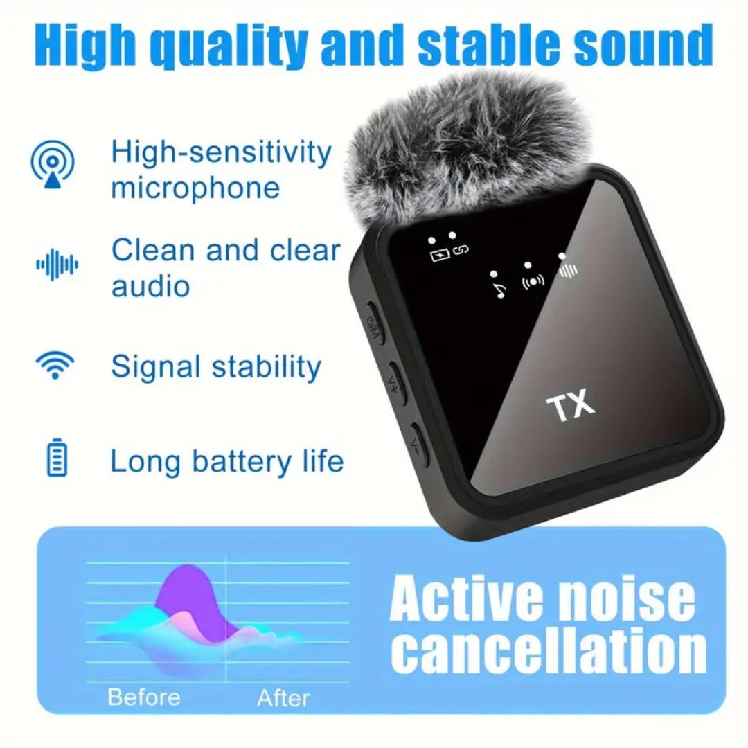 3 in 1 Microphone for iPhone/Android/Camera, Wireless Lavalier Microphone, 20 meters Transmission, 18H Battery Life, Mini Microphone for Record Interview, Vlogs, YouTube, Tiktok, Plug and Play